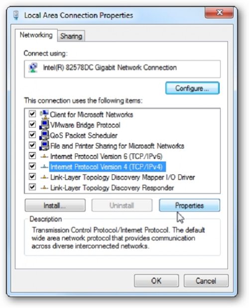 Đổi DNS Google trên Win 7