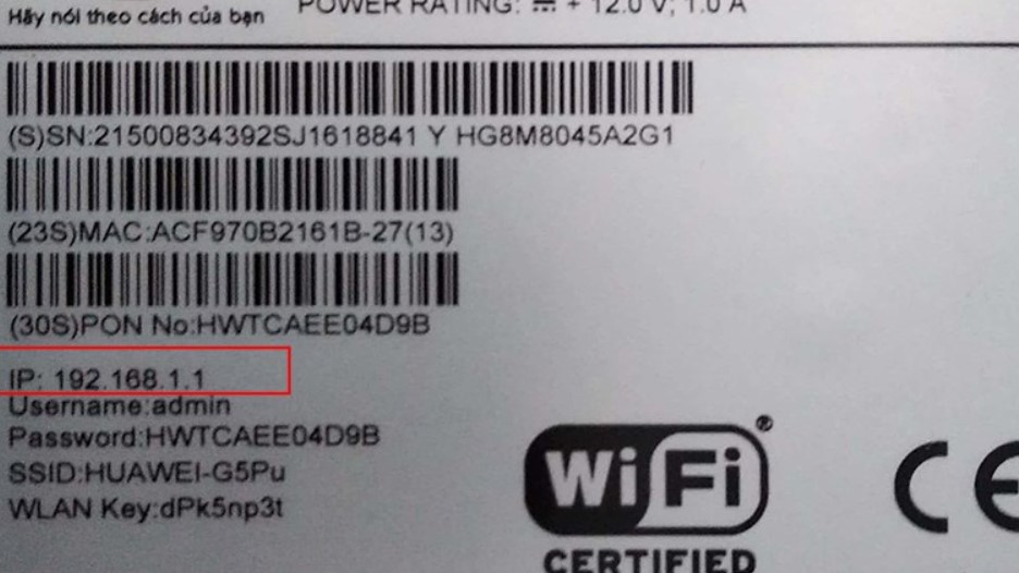Mật khẩu đăng nhâp quản trị modem mặc định là admin hoặc xem đằng sau thiết bị