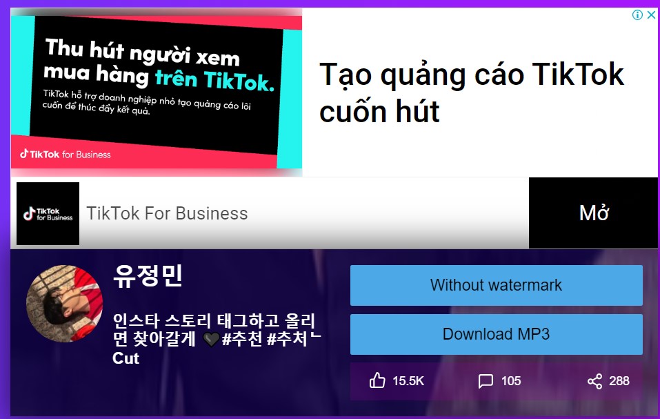 Tải video TikTok không có logo, watermark sssTikTok.io